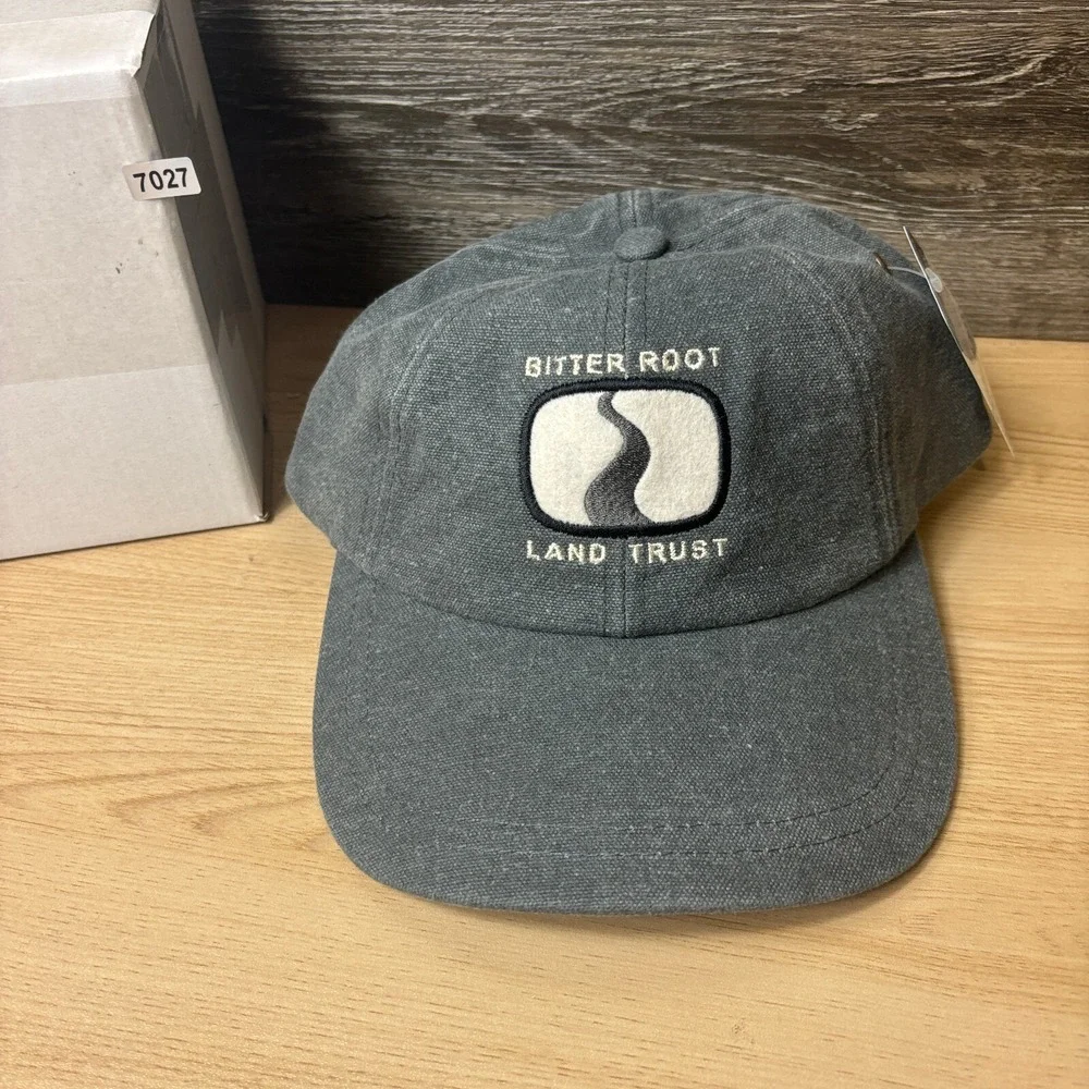Bitter Root Land Trust Hat Strap Back Gray Canvas Baseball Cap Adjustable NWT‎